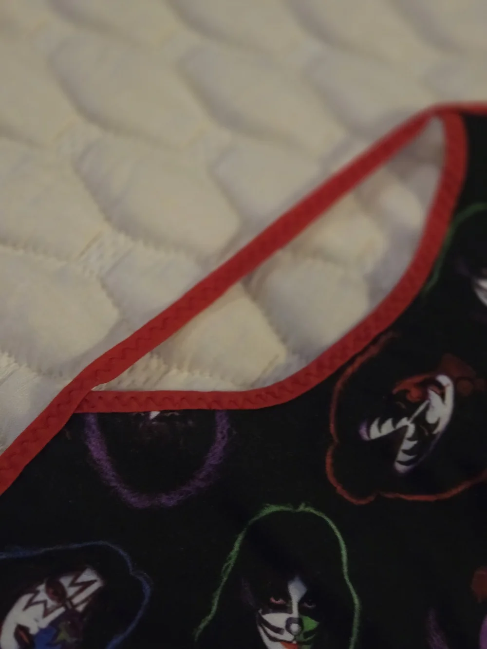 Handmade Kiss Band Themed Bib With Arm Holes Black Printed Soft Back